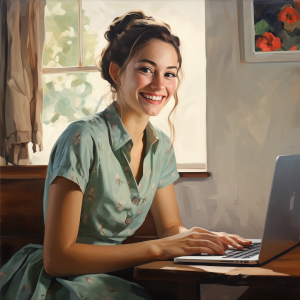 kisbercel_in_a_bright_study_a_young_lady_sits_smiling_and_watch